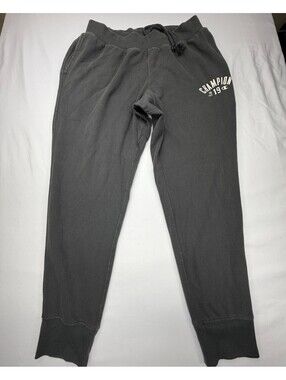 Champion Men's Jogger Pants Drawstring Mid Rise Fleece Logo Size XL Gray